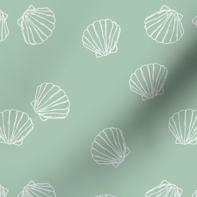 The messy sea side ocean shells beach theme boho style island vibes mint green 
