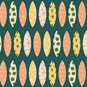 Surfing boards vector colorful Scandinavian pattern.