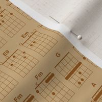 guitar chords, small - brown on tan