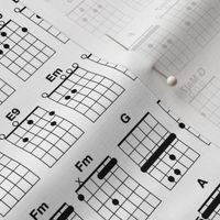 guitar chords, small - black and white