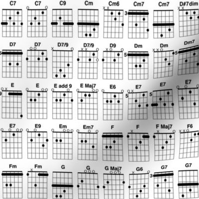 guitar chords, small - black and white