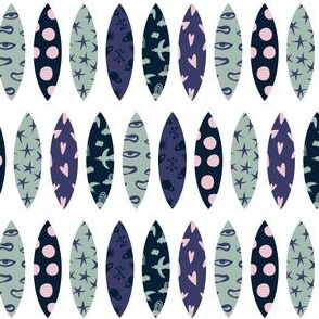 Surfing boards vector colorful Scandinavian pattern.