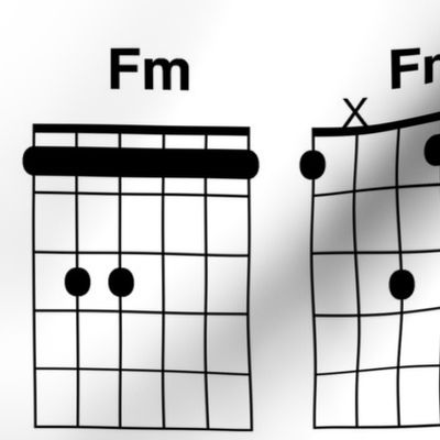 guitar chords, extra large - black and white