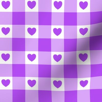 Purple Gingham  Hearts