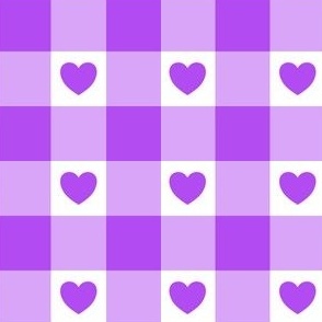 Purple Gingham  Hearts