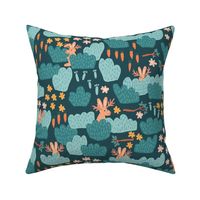 Jackalope Hiding in the bushes in teal