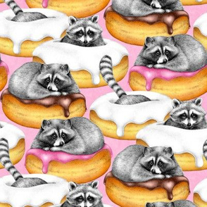 The Sweet Dreams of a Trash Panda - on a textured bright pink background - medium scale 