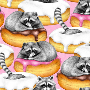 The Sweet Dreams of a Trash Panda - on a textured bright pink background - large scale 