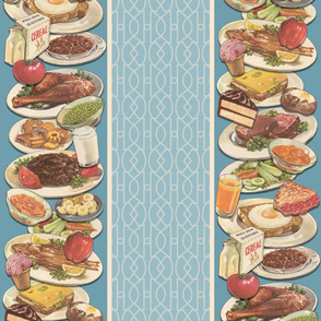 RETRO FOOD STRIPE  - RETRO FOOD COLLECTION (BLUE)