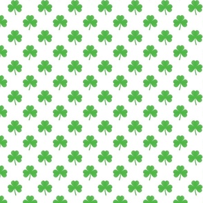 Green Heart-Shaped Clover on White St. Patricks Day