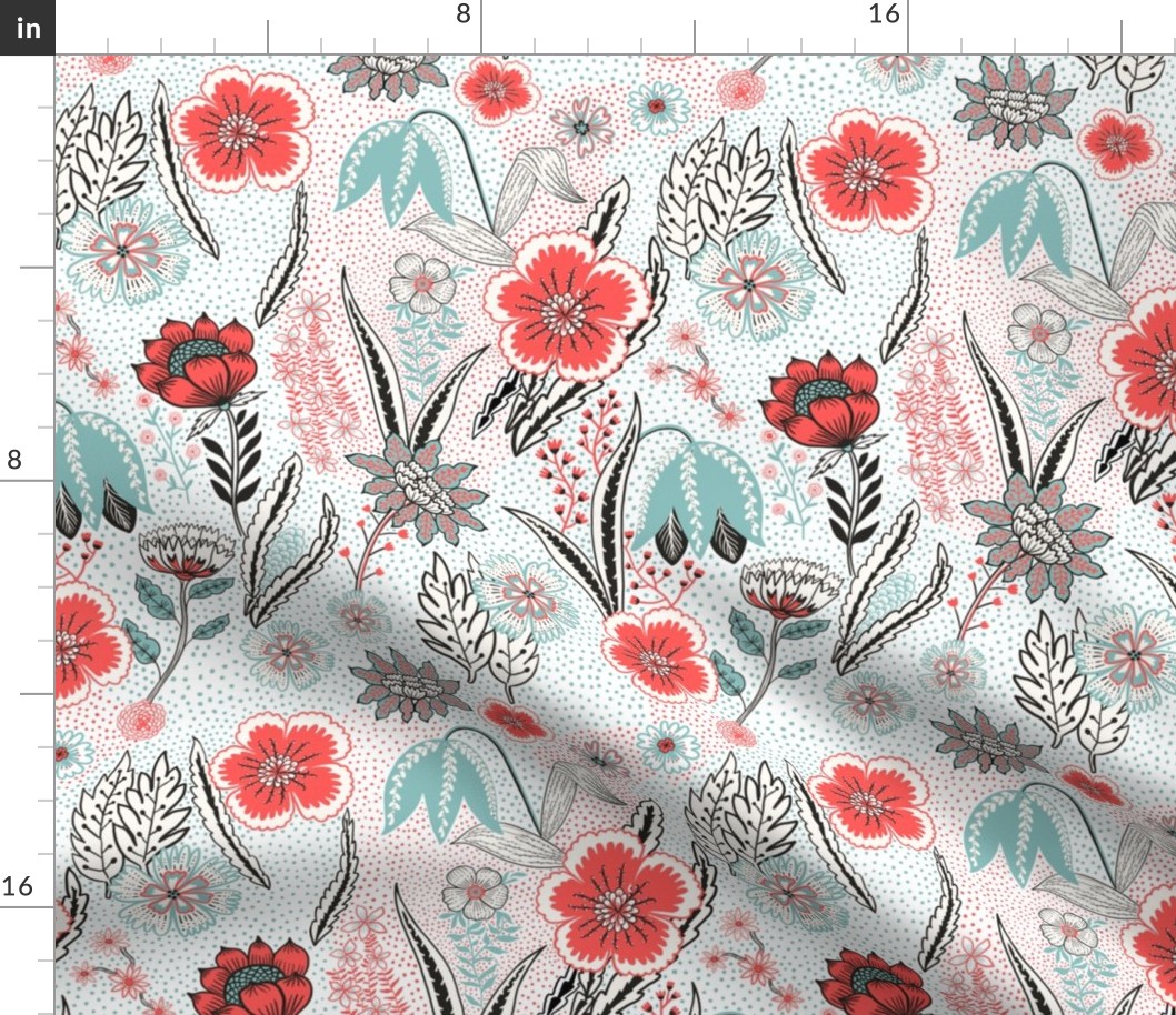 Red dot florals - medium