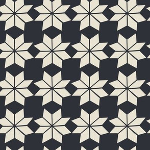 8-Point Quilt Stars in Charcoal Black and Cream
