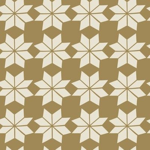 8-Point Quilt Stars in Gold and Cream