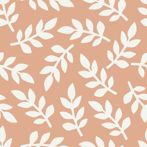 One Day at a Time - Branches with Leaves in Pinky Peach and Creamy White
