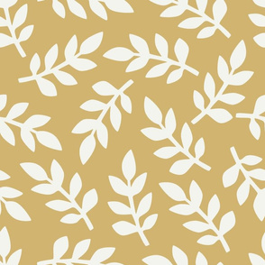 One Day at a Time - Branches with Leaves in Butter Yellow and Cream White