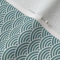 Japanese Waves Teal Micro- Scalloped Rainbow- Geometric Minimalist- Art Deco