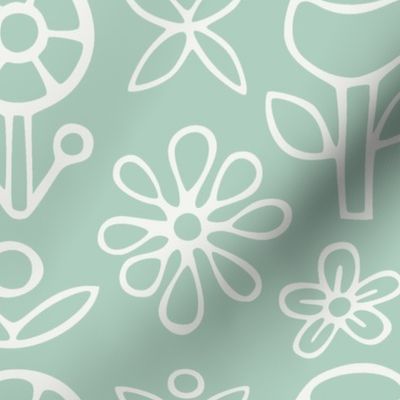 One Day at a Time - Floral in Mint Green