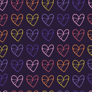 Tic Tac Toe Hearts with Dark Purple Background