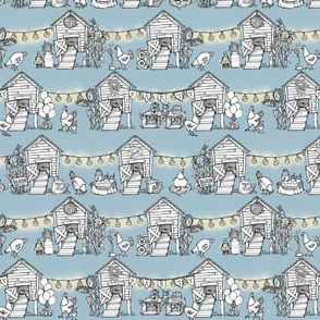 Henhouse Party Pastel Blue, Chicken Country Wedding Bridal