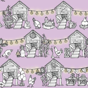 Henhouse Party Solid Lavender, Chicken Country Bridal Wedding
