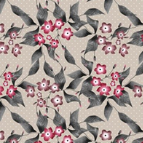  Rustic retro sixties floral pattern for dolls