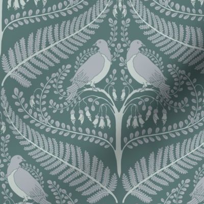 Aotearoa Damask - green and gray 