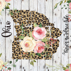 Ohio State Leopard and Watercolor Floral Teatowel