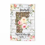 Vermont State Leopard and Watercolor Floral teatowel