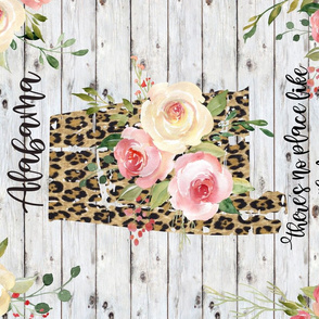 Alabama State Leopard and Watercolor Floral teatowel