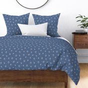 563 $ - Medium scale Cottage garden tossed floral in denim blue tones: delicate and dainty suited to apparel, quilting, patchwork and home accessories.