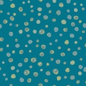 379 - $ Watercolor Organic Polka Dots in Teal and Soft Green: Large scale for kids clothes, home decor and bed linen