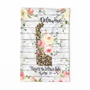 Delaware State Leopard and Watercolor Floral teatowel