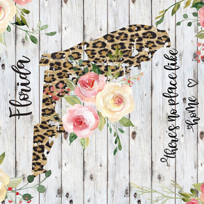 Florida State Leopard and Watercolor Floral teatowel