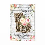 Georgia State Leopard and Watercolor Floral teatowel