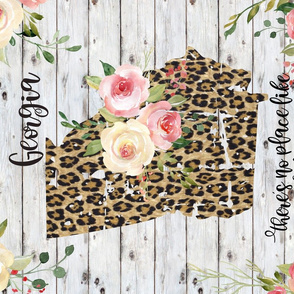 Georgia State Leopard and Watercolor Floral teatowel