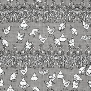 Chicken in Corn Gray Wallpaper weave