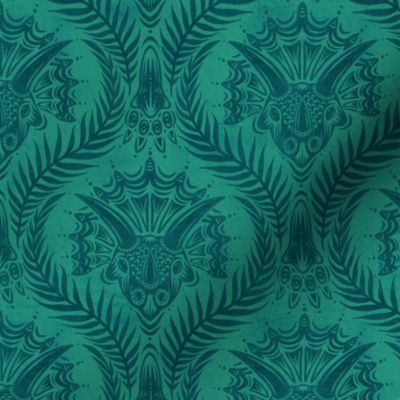 Triceratops Damask - medium - teal 