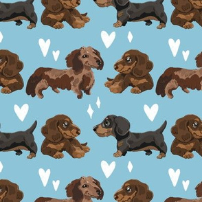 Trio of Sausage Dogs Blue small scale