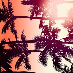 Sunset Palm / Orange Yellow Ombre Background / Large Scale / Rotated