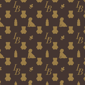 Louis Baby Luxury Iconic Monogram Pattern on Classic Brown with Tan Motifs