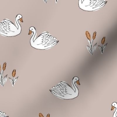 Sweet boho minimalist swan pond spring summer birds scandinavian style nursery beige orange white