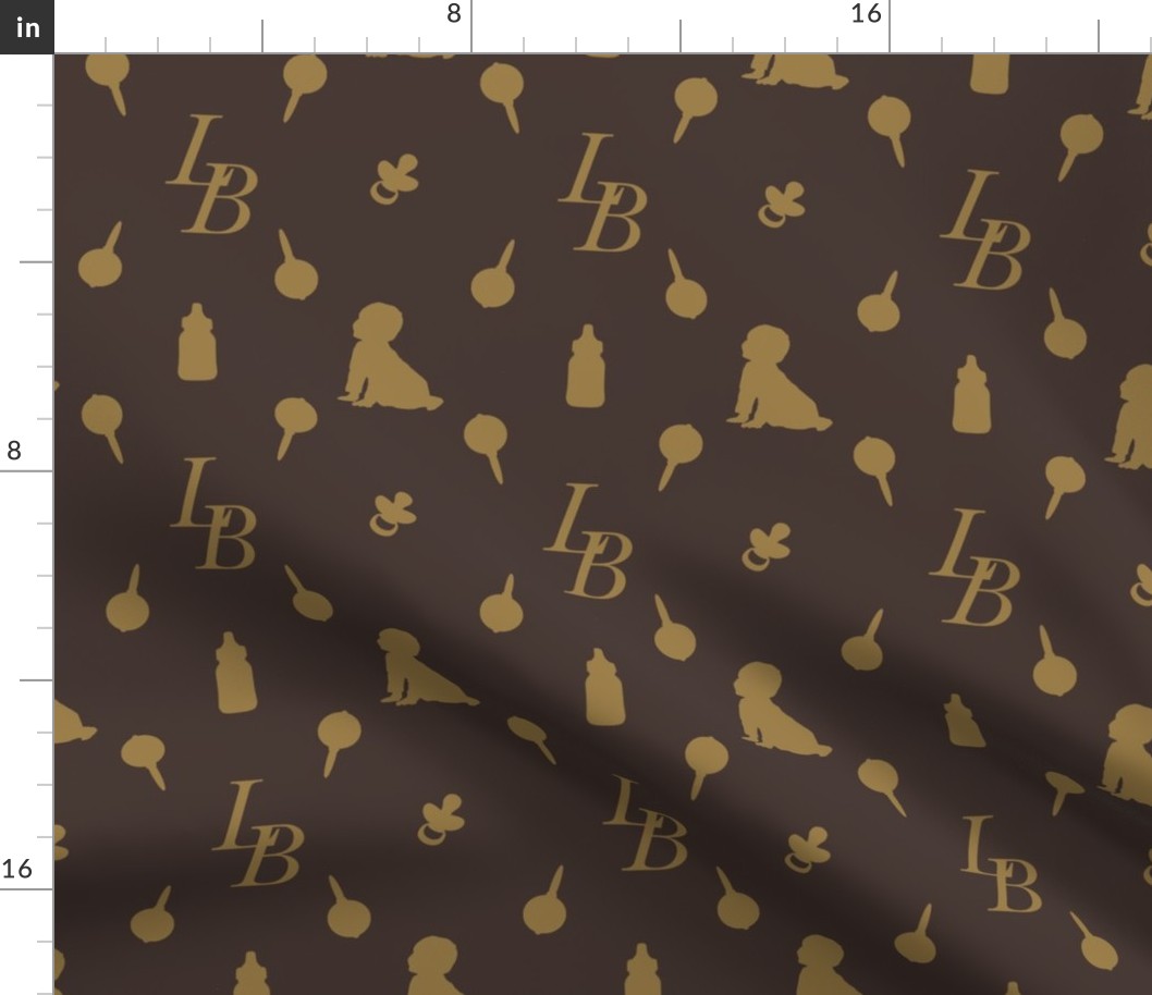 Louis Baby Luxury Iconic Monogram Pattern on Classic Brown with Tan Motifs
