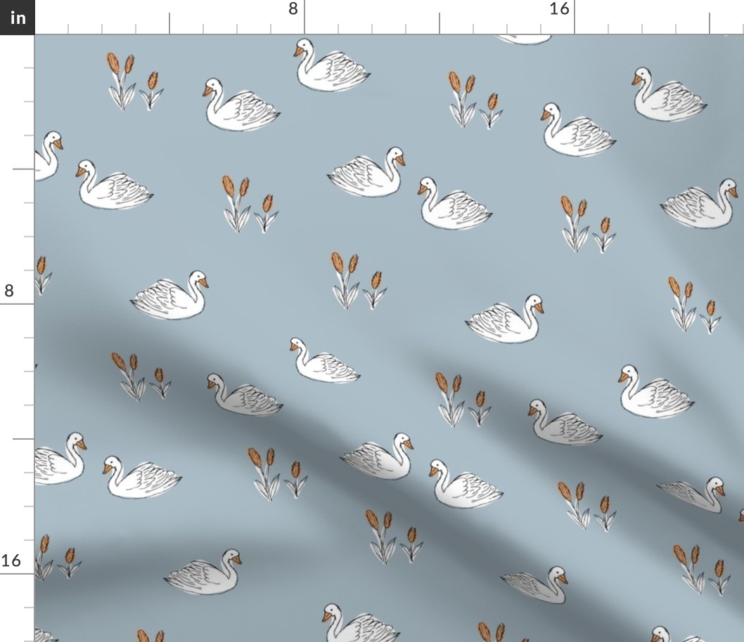 Sweet boho minimalist swan pond spring summer birds scandinavian style nursery blue orange white 