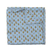 Louis Baby Luxury Iconic Monogram Pattern on Classic Blue with Tan Motifs