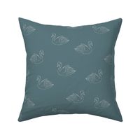 Sweet boho minimalist swan spring summer birds scandinavian style nursery petrol blue 