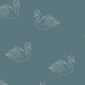 Sweet boho minimalist swan spring summer birds scandinavian style nursery petrol blue 