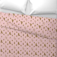 Louis Baby Luxury Iconic Monogram Pattern on Classic Pink with Tan Motifs