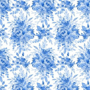 Classy Cool Cornflower Blue Watercolor Bouquet - small scale 