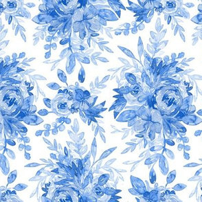 Classy Cool Cornflower Blue Watercolor Bouquet - medium scale 
