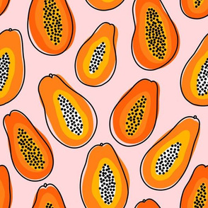 Medium scale abstract papayas summer vibes pattern